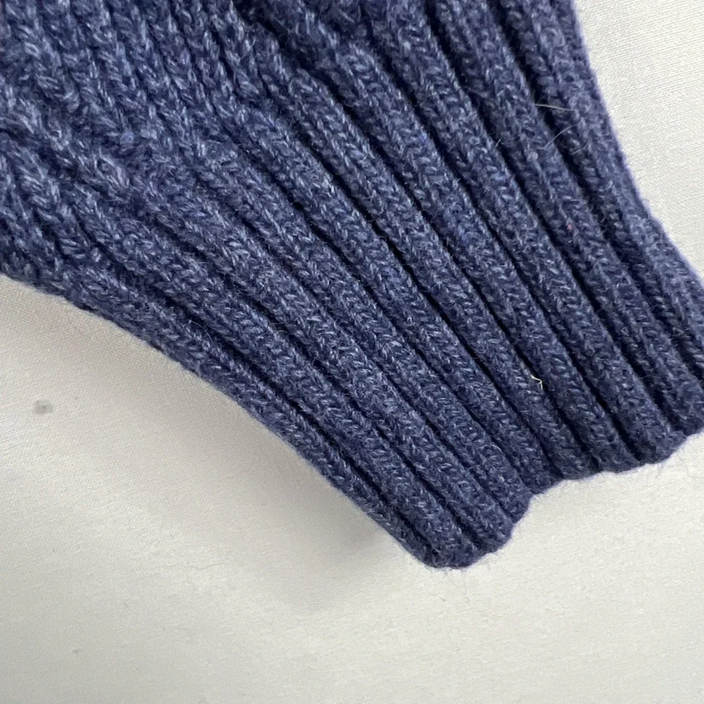 Banana Republic Sweater mens Sz L Merino Wool Henley Mock Neck 1/4  button Blue